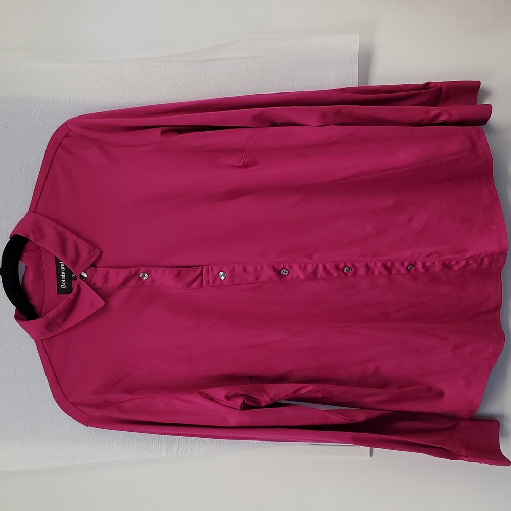 Betabrand Mind the Gap Raspberry Button Down XL